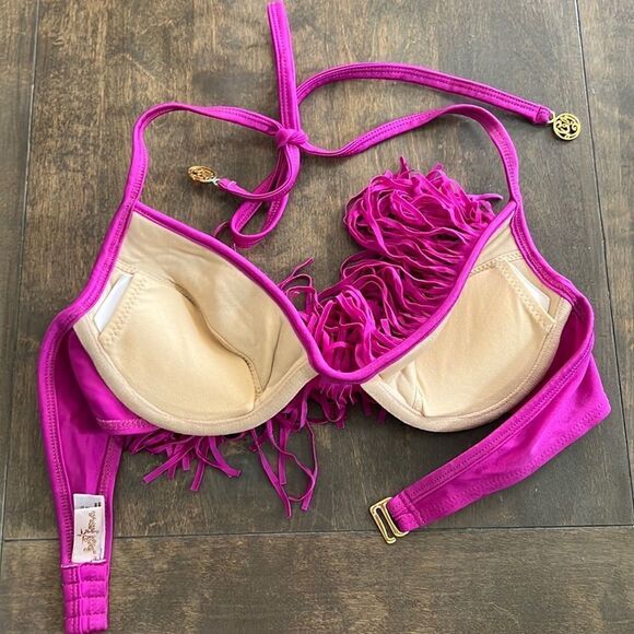 Luli Fama Cosita Buena - Fringe Scoop Halter Top-LBC Dancing Orchid Small - Picture 8 of 10